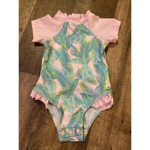 Floatimini Swimsuit Girls Size 24 Months Aqua Tropical Print One Piece